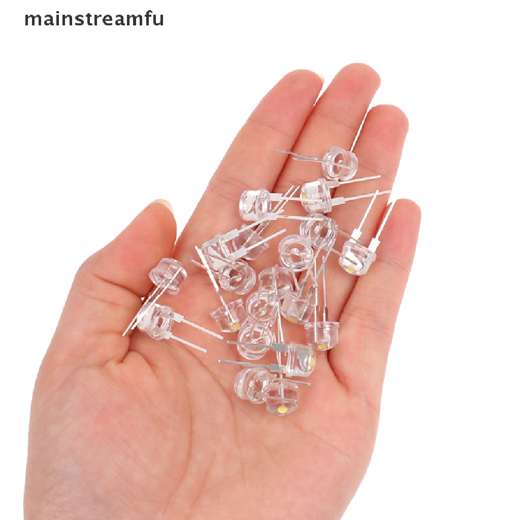Set 20 Đèn LED 8mm Chip Lớn 0.75W F8MM Ánh Sáng Trắng Dành Cho Mũ Rơm