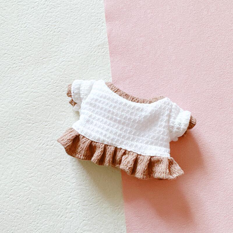 Váy Cotton Dệt Kim Màu Trắng / Nâu 20cm Xinh Xắn Cho Búp Bê