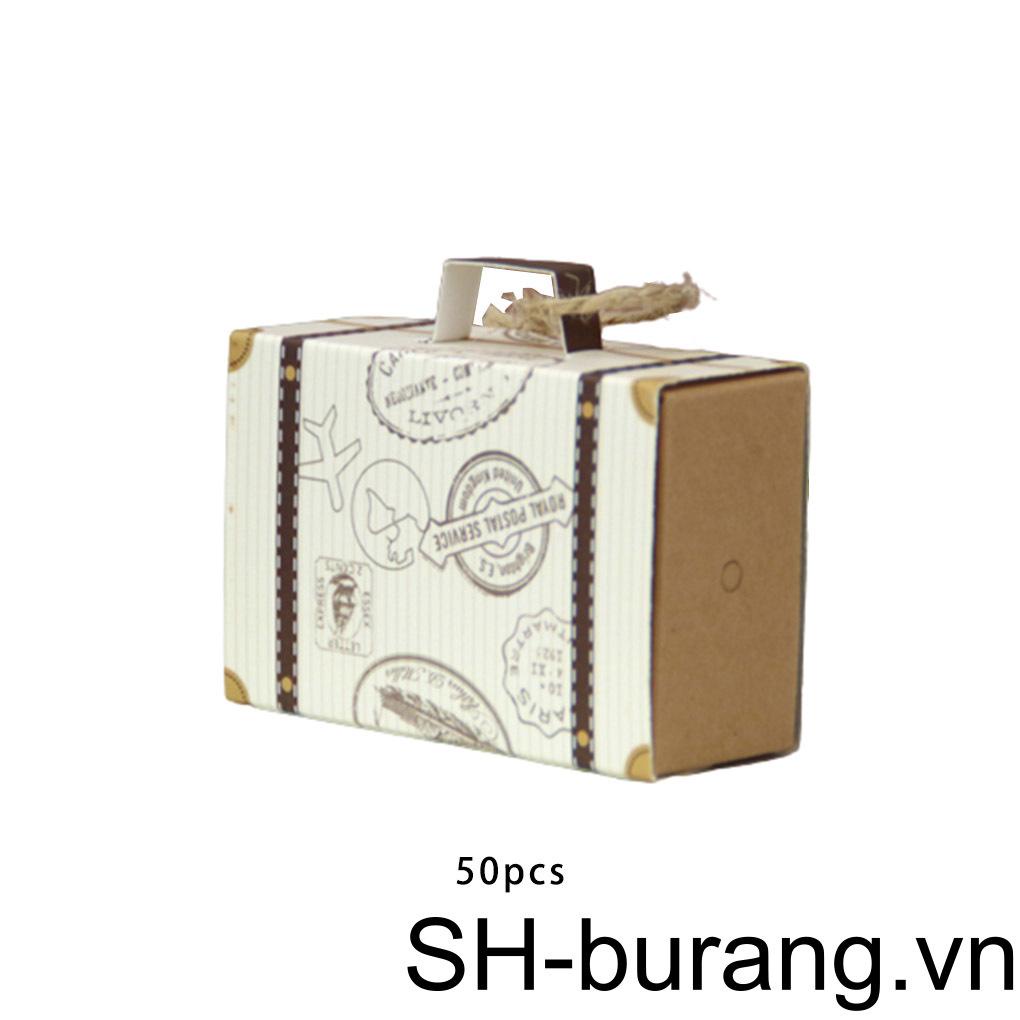 Set 50 Hộp Giấy Đựng Kẹo Hình Va Li Mini Ốp