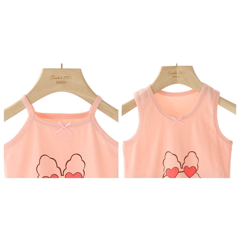 Áo Hai Dây 100-160cm Chất Liệu Cotton Mỏng Họa Tiết Hoạt Hình Cho Bé Gái