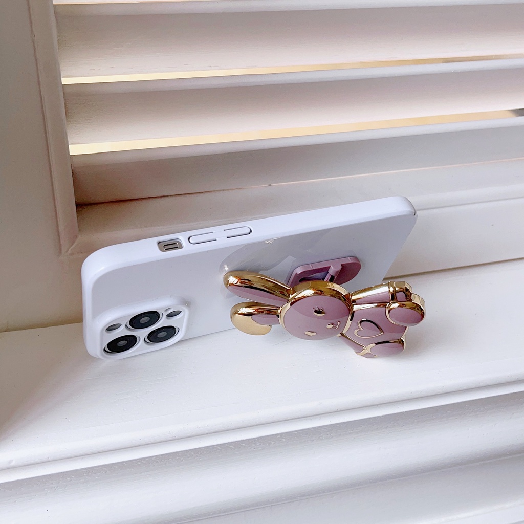 Nhẫn Đỡ Điện Thoại Bằng Kim Loại Mạ Điện Hình Thỏ Hoạt Hình 3D