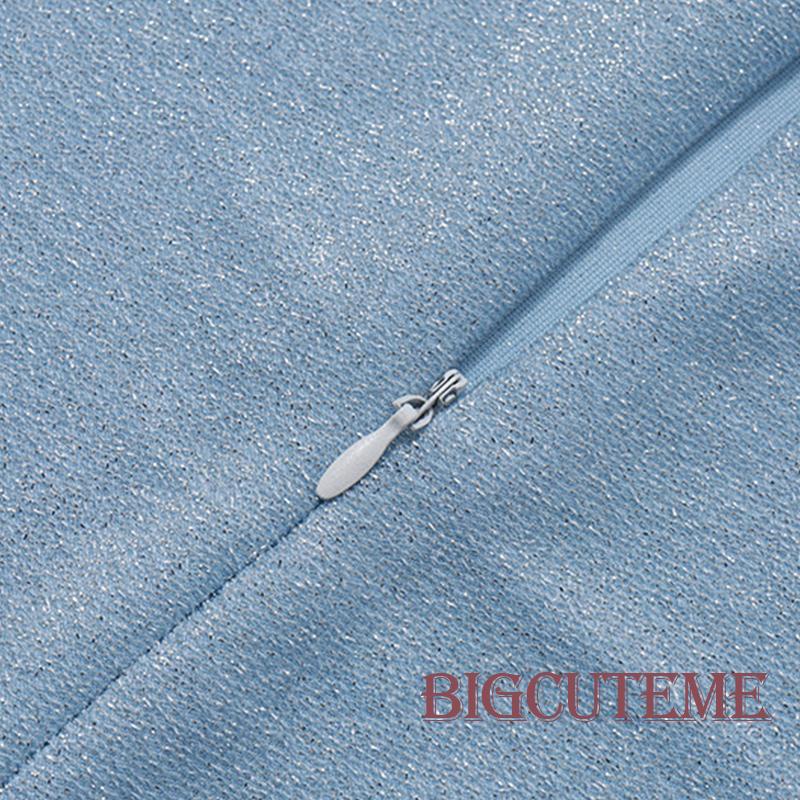 [] - Đầm Ngắn Không Tay Hở Lưng Dáng Ôm Màu Xanh Dương Đính Kim Sa Lấp Lánh Thời Trang Mùa Hè Cho Nữ