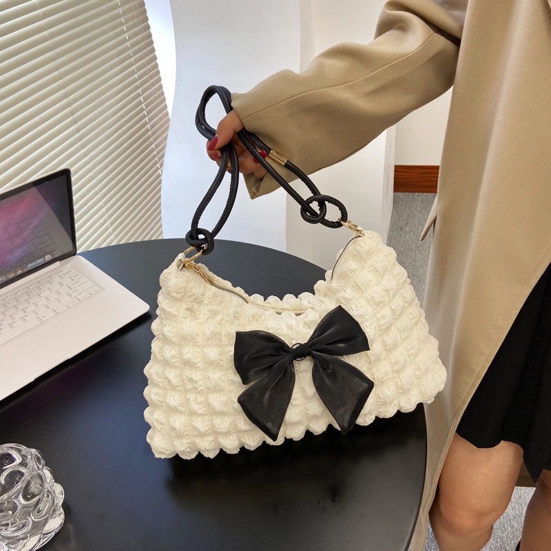 Túi tote Xếp Ly Thắt Nơ Phong Cách Cổ Điển Dễ Thương Dành Cho Bạn Nữ