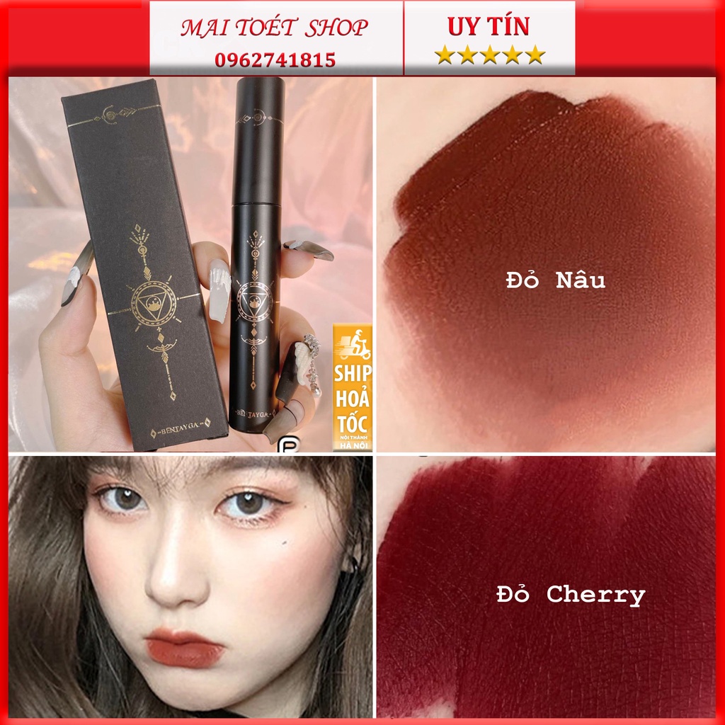 Son Kem Lâu Trôi Son BENTAYGA đỏ nâu đất,đỏ cam son rẻ giá học sinh,son kem lì chính hãng nội địa