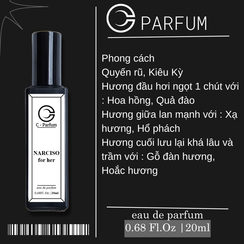 Nước Hoa Nữ Narciso For Her edp chính hãng C-Parfum 20ml thơm lâu hương quyến rũ sang trọng