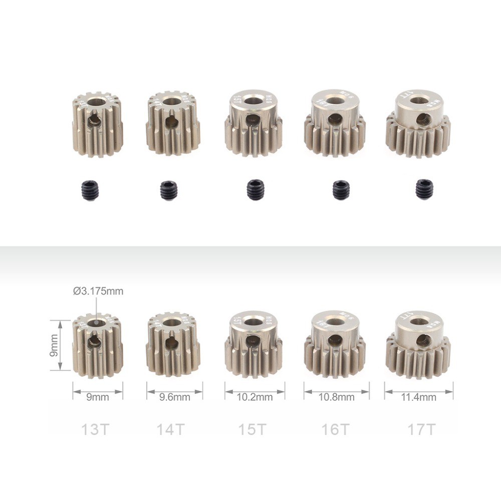 Trục Bánh Răng Kim Loại M0.6 3.175mm 13T 14T 15T 16T 17T 18T 19T 20T 21T 22T 23T 24T 25T 26T 27T 28T 29T 30T 31T 32T 33T 1 / 10