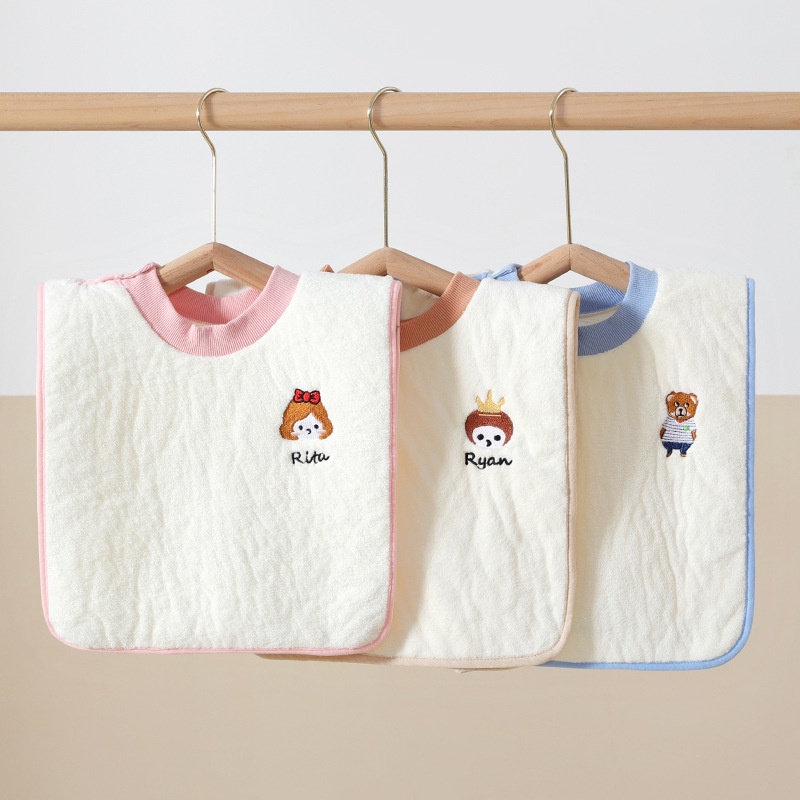 MOMCHOOSE Yếm Ăn Vải Nhung San Hô Chống Thấm Nước Kiểu Công Chúa Dễ Thương Cho Bé Sơ Sinh