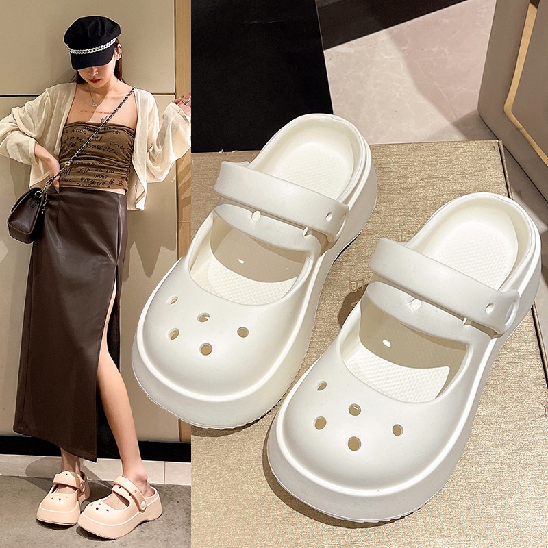 Tikp Giày nữ Tikp Sandals nữ màu dày đế chống trượt rỗng thoải mái kích thước 36-41