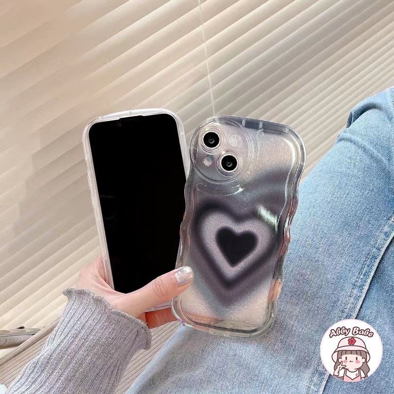 Ốp Điện Thoại TPU Mềm Trong Suốt Chống Sốc Chống Bụi Họa Tiết Trái Tim Màu Gradient Sang Trọng Cho IPhone 14 Pro Max 13 12 11 Pro Max