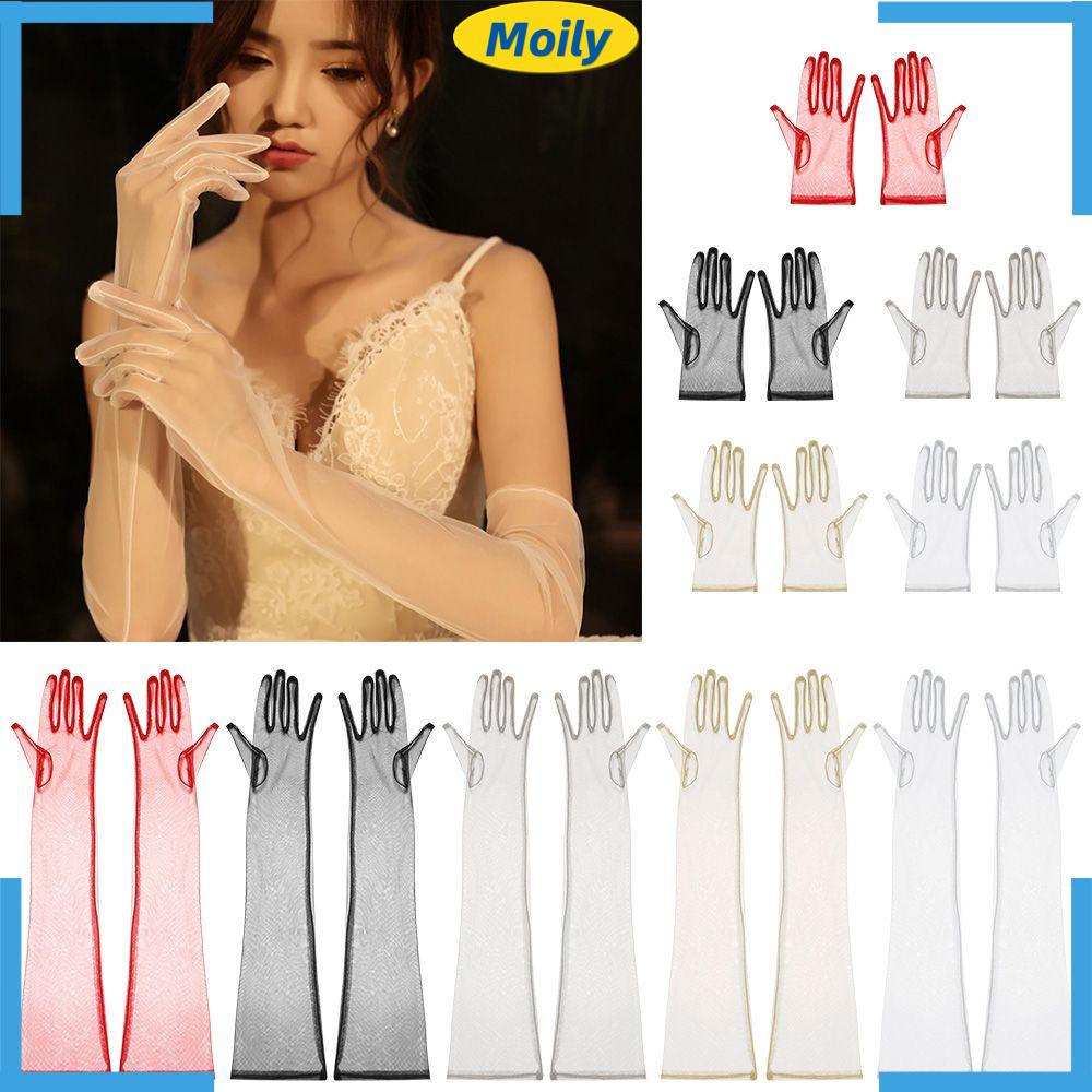 1 Đôi Găng Tay Vải Tuyn Dài Siêu Mỏng Phong Cách Cổ Điển Thời Trang Đa Ứng Dụng Cho Cô Dâu/Tiệc Cưới