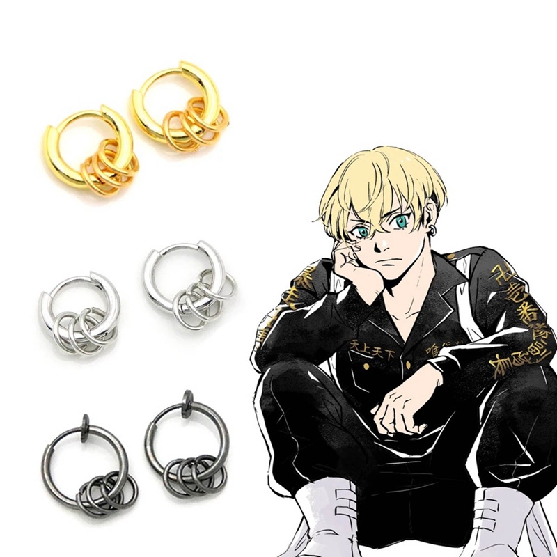 Khuyên Tai Kim Loại Màu Vàng / Bạc Hóa Trang Nhân Vật Phim Hoạt Hình Tokyo Revengers
