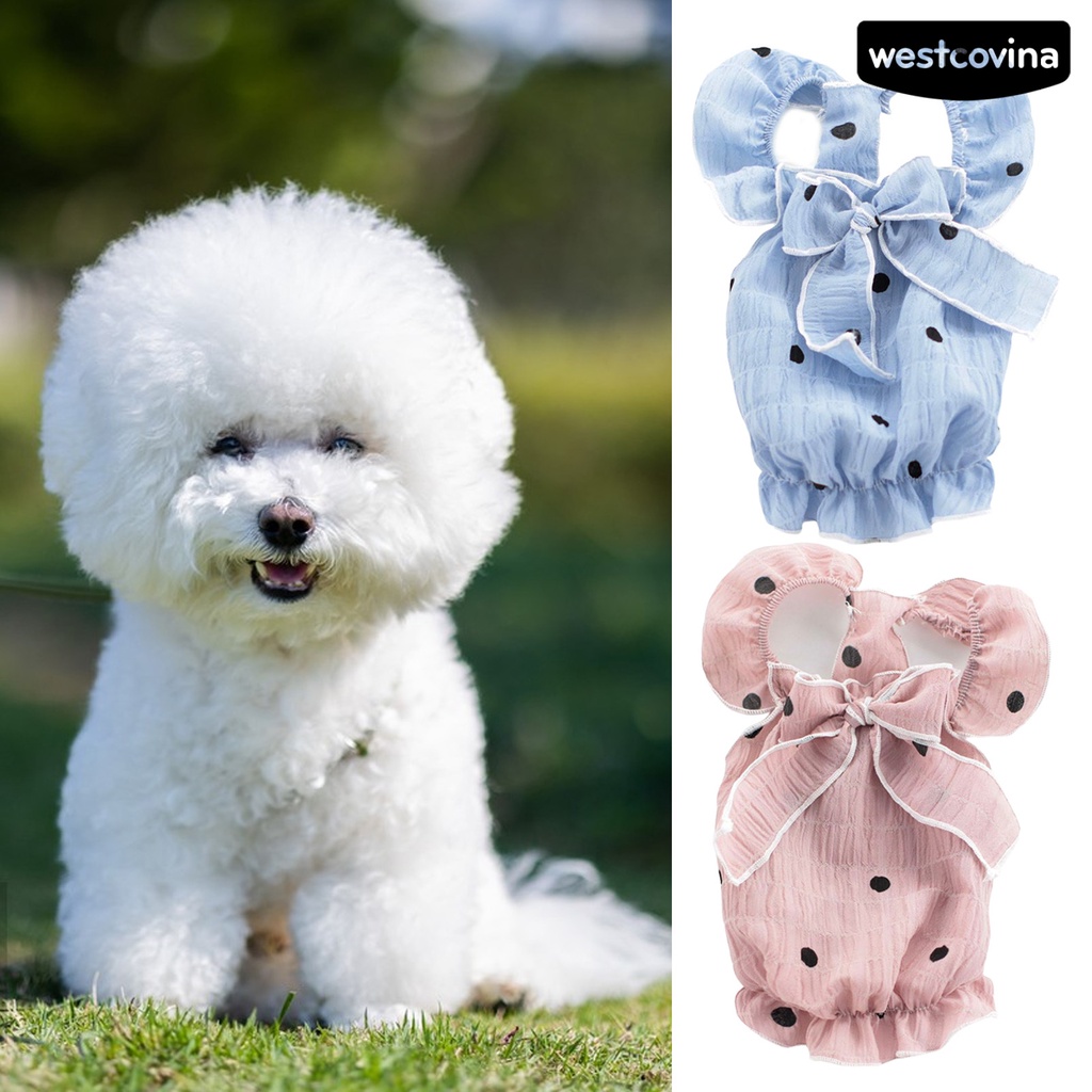 [COD]♝Đầm Công Chúa Xếp Ly Nhún Bèo Thoáng Khí Thắt Nơ Họa Tiết Chấm Bi Dễ Thương Cho Thú Cưng