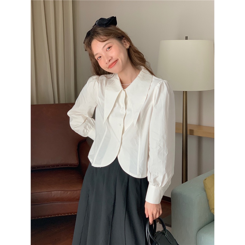 Áo sơ mi SUXI tay dài màu trơn dáng ôm thời trang Hàn Quốc