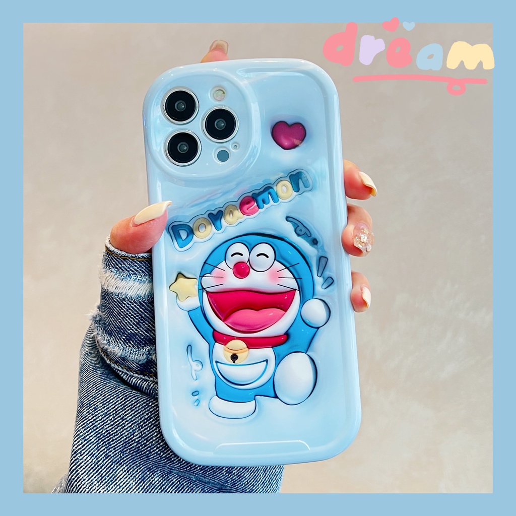 Ốp Điện Thoại Hình Doraemon 3D Chống Sốc Cho IPhone 14 Pro MAX 13 Pro MAX 12 Pro MAX 11 Pro MAX 14 Plus X XR XS MAX