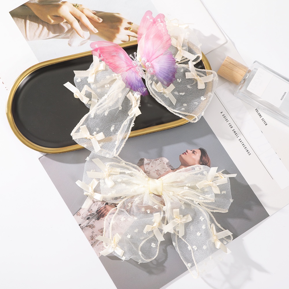 Haimeikang Kẹp Tóc Hình Nơ Họa Tiết Chấm Bi Thời Trang Hàn Quốc Cho Nữ