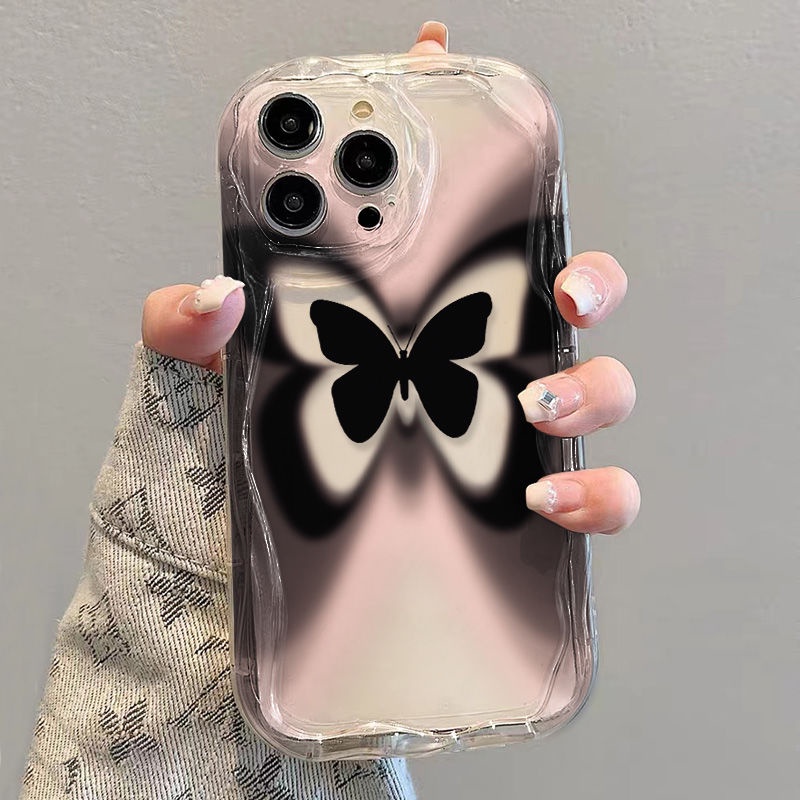 ✅Ốp Điện Thoại Mềm Chống Sốc Họa Tiết Bướm Màu Đen iPhone14 13promax 12 11 7 8plus xrs 14 13promax