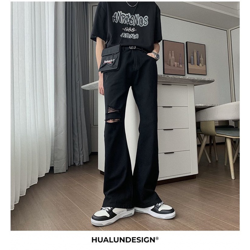 Quần Jean Rách Gối Dáng Rộng Thời Trang Mùa Hè Phong Cách Hàn Quốc Cho Nam