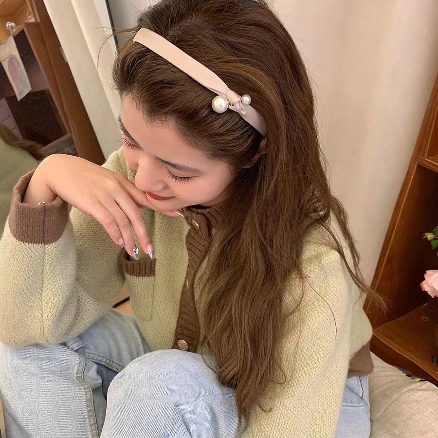 Băng Đô Cài Tóc Đính Ngọc Trai Nhân Tạo Đơn Giản Phong Cách Pháp Cổ Điển Thời Trang Cho Nữ