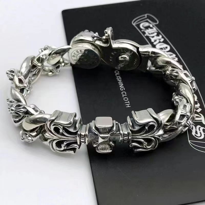 Vòng Tay Hình Thánh Giá Bằng Thép Titanium Mạ Bạc 925 Phong Cách Âu Mỹ Cổ Điển Thời Trang Cho Nam / Nữ / 6854
