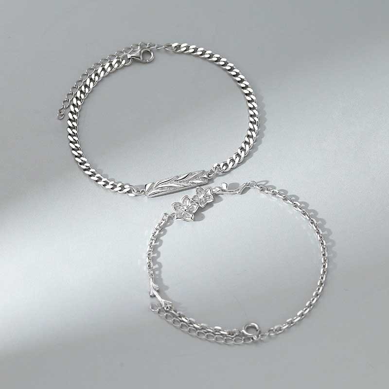 Vòng Tay Thép Titan Mặt Hoa Thời Trang Cho Cặp Đôi