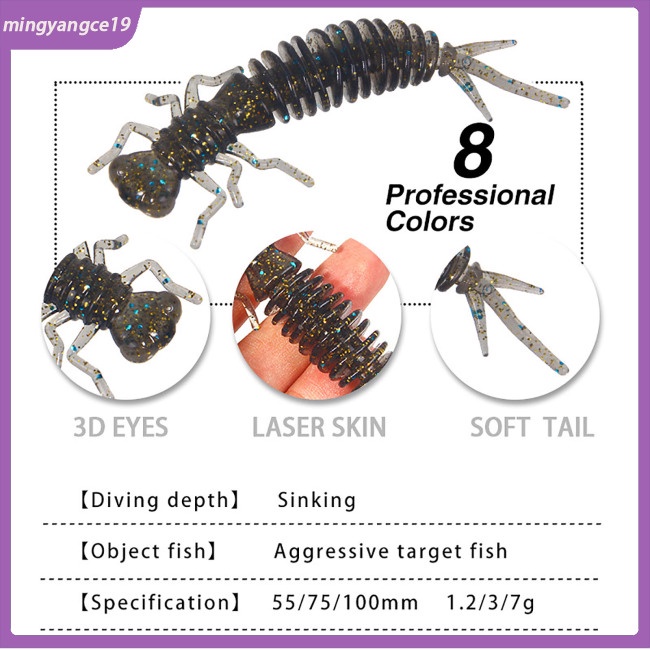 10 Mồi Giun Giả Câu Cá Mềm 5.5cm / 7.5cm / 10cm