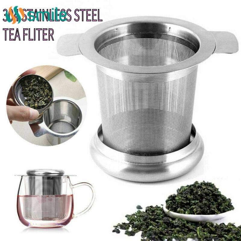 Bộ Lọc Trà Hai Tai Bằng Thép Không Gỉ Có Nắp Đậy Bộ Lọc Trà Tái Sử Dụng Bộ Lọc Trà Ấm Trà Nhà Bếp Phụ Kiện Uống Trà Cà Phê