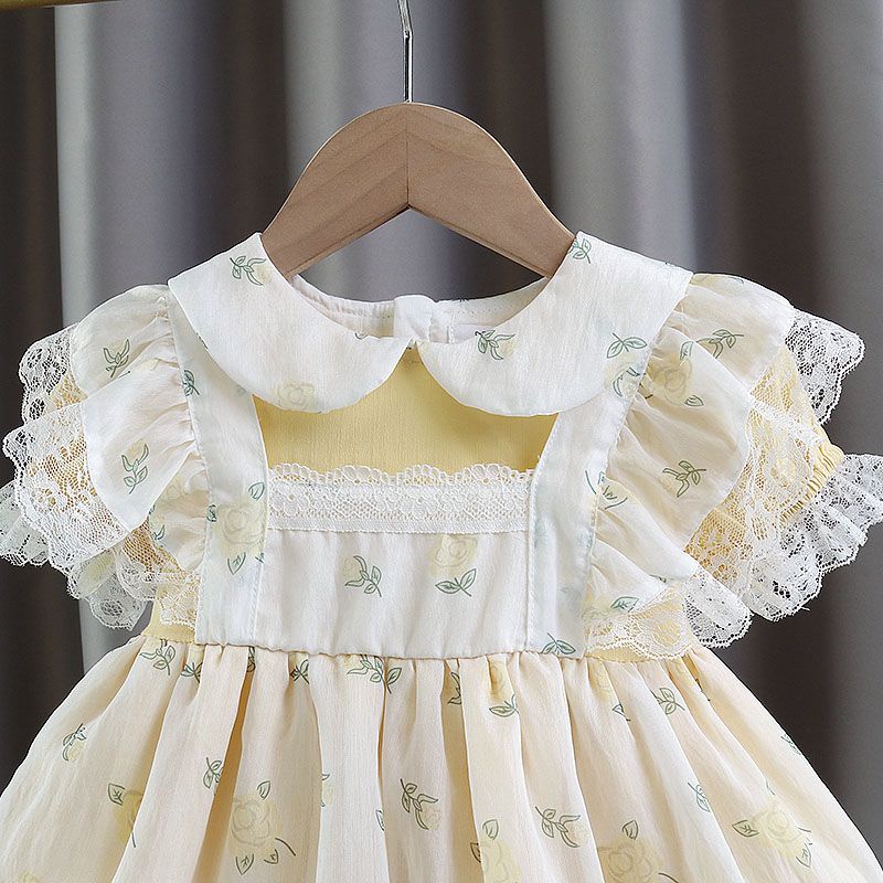 Đầm Công Chúa Mùa Hè Phối Ren Phồng Phong Cách Lolita Phương Tây Cho Bé Gái