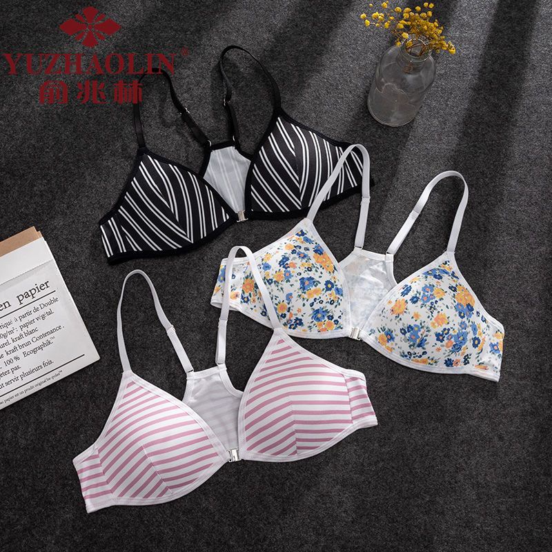 Áo Ngực Cotton Mỏng Không Gọng Khóa Trước In Họa Tiết Thời Trang Mùa Hè Cho Nữ