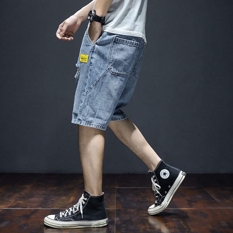 Quần Short denim Dáng Rộng Thời Trang Phong Cách Hàn Quốc Cho Nam