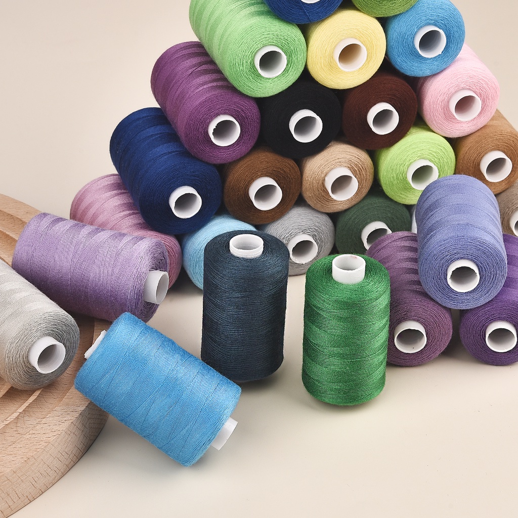 100% Polyester chỉ may cho quần jean quilting 300m/Bobbin cho tay may chỉ thô bền 203 dày 300m