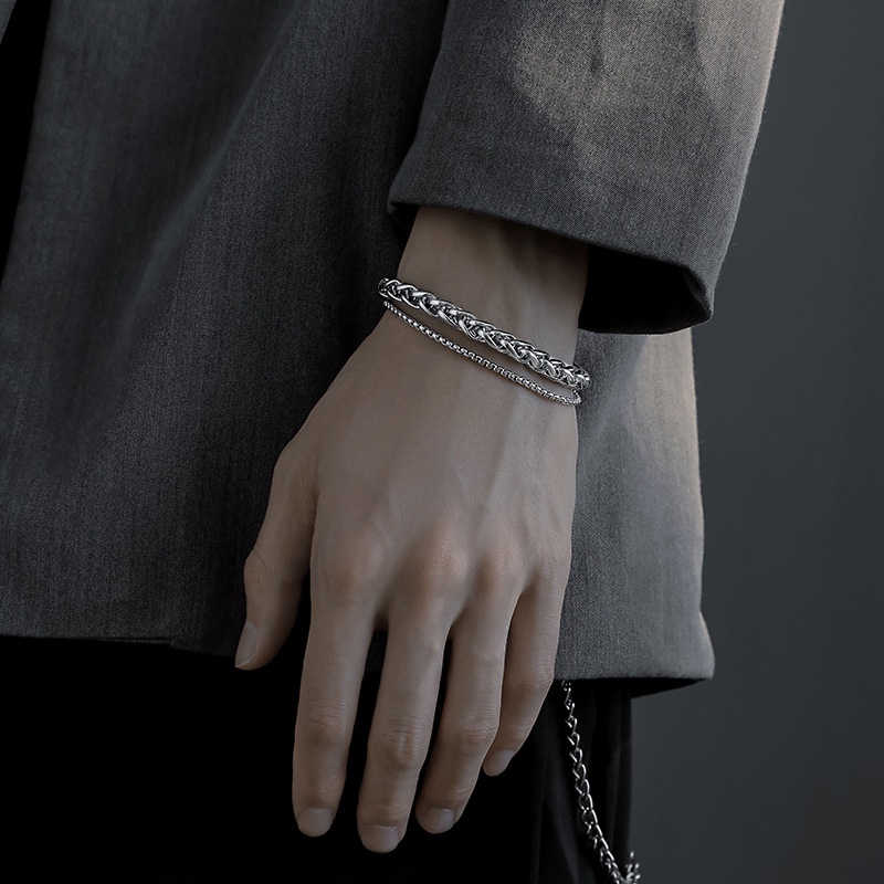 Vòng Tay Thép Titan Thiết Kế Đơn Giản Phong Cách Hip Hop Cho Nam