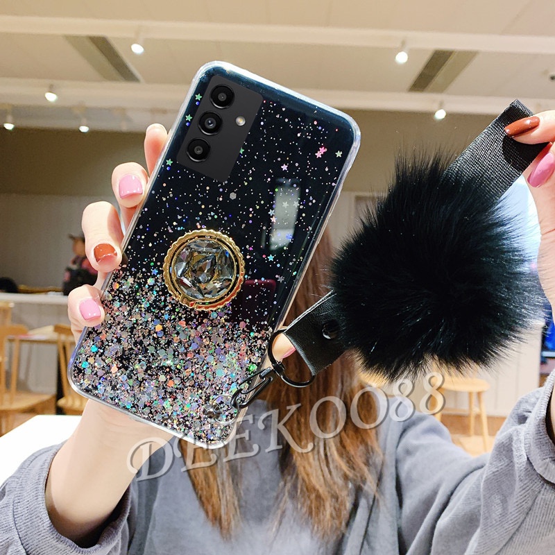 Ốp Điện Thoại Mềm Trong Suốt Có Vòng Nhẫn Và Dây Đeo Đính Đá Cho Samsung Galaxy A24 5G GalaxyA24 SamsungA24