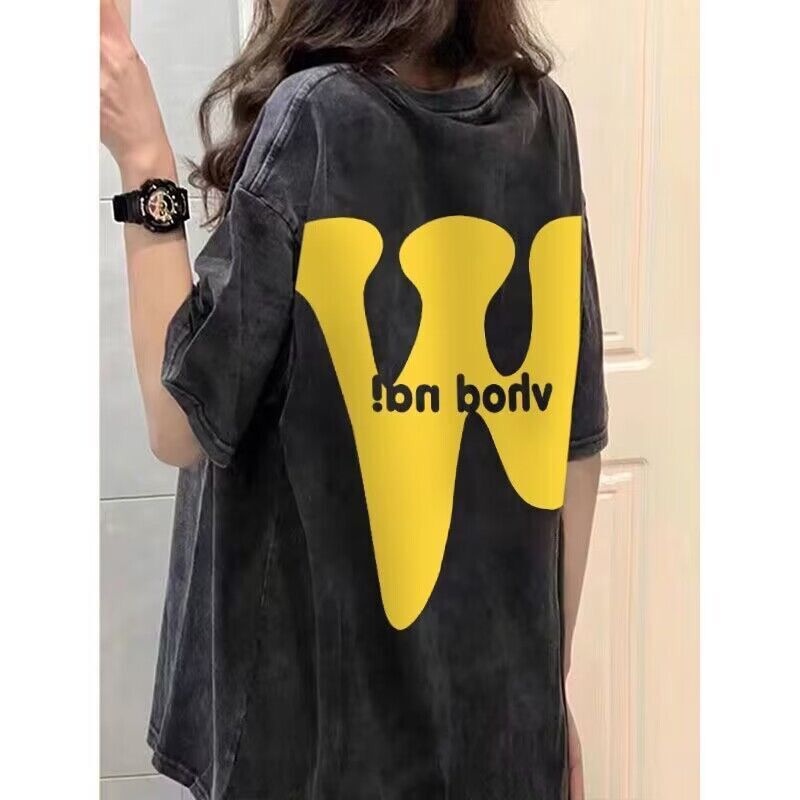 Áo Thun Đen Tay Ngắn In Chữ Cá Tính Hợp Thời Trang Cho Bạn Gái