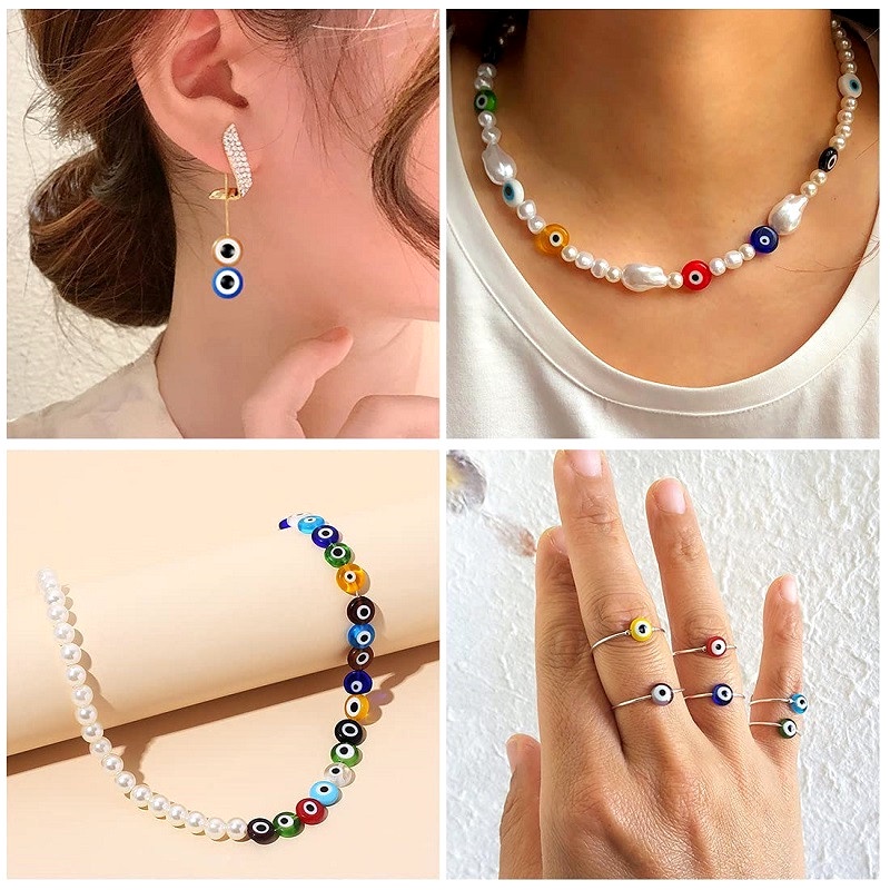 Set 50 Mắt Quỷ Tròn 8mm Làm Trang Sức Thủ Công