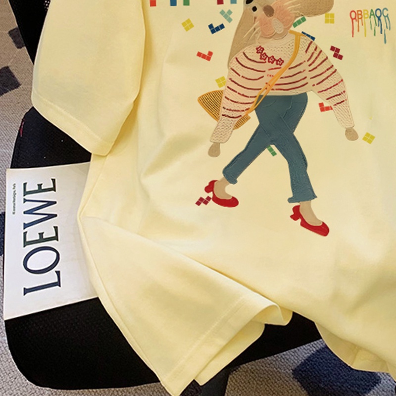 NRVP Áo Thun 100% Cotton Ngắn Tay Form Rộng Phong Cách Hàn Quốc Dành Cho Nữ