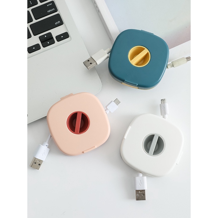 Hộp Cuộn Dây Cáp Sạc Điện Thoại Di Động Đa Năng Có Hộp Đựng Sắp Xếp Gọn Gàng