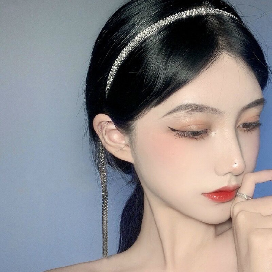 Băng Đô Cài Tóc Bằng Kim Loại Đính Đá Thời Trang Hàn Quốc Cho Nữ