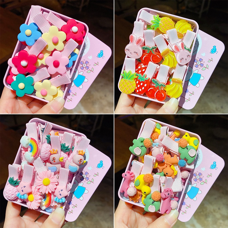 Bộ 10 Kẹp Tóc Cao Su Họa Tiết Hoạt Hình Dễ Thương Cho Bé