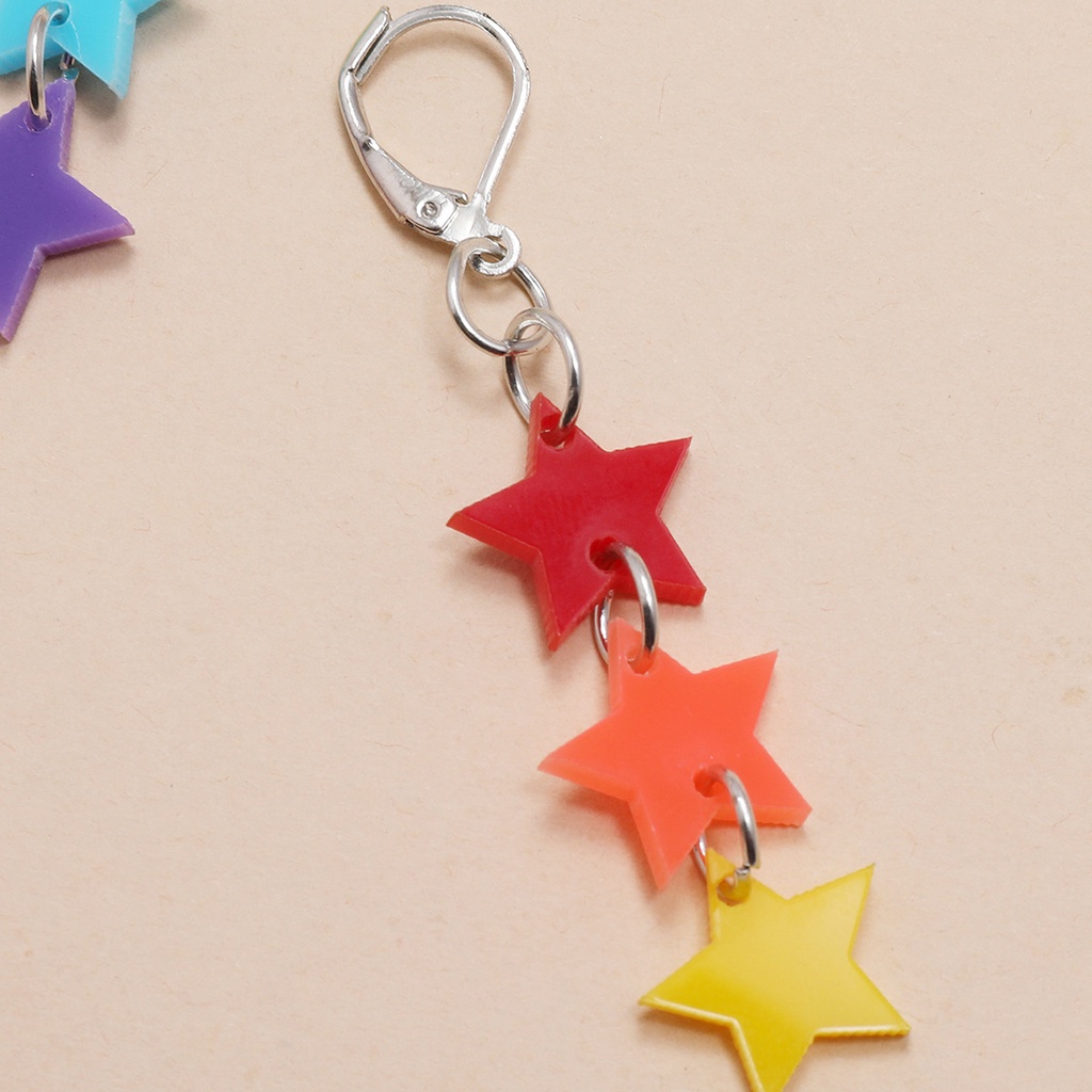 1 Cặp Bông Tai Ngôi Sao Năm Cánh Bằng Acrylic Màu Cầu Vồng / Đỏ / Xanh Lá / Xanh Dương / Tí