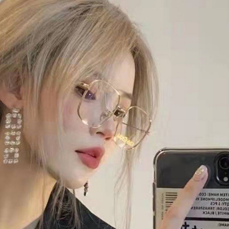 Kính Chống Ánh Sáng Xanh Gọng Tròn Bằng Kim Loại Phong Cách Cổ Điển Thời Trang Cho Nữ timetunnel