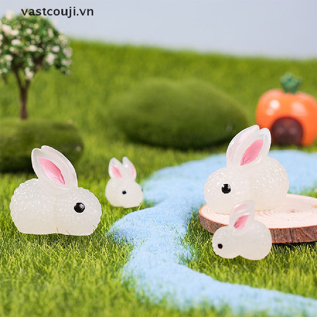 Set 5 Tượng Thỏ Phát Sáng Trong Bóng Tối Trang Trí Tiểu Cảnh
