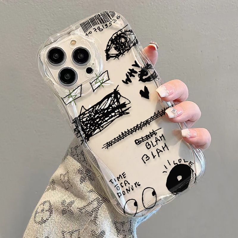 ✅Ốp Điện Thoại Mềm Trong Suốt Viền Cong Họa Tiết Graffiti Cho iPhone14 / 13promax 12 / 11 7 / 8p xs / xr