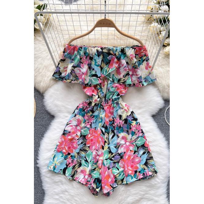 Áo Liền Quần Hở Vai Dáng Ôm In Hoa Thời Trang Mùa Hè Cao Cấp Dành Cho Bạn Nữ