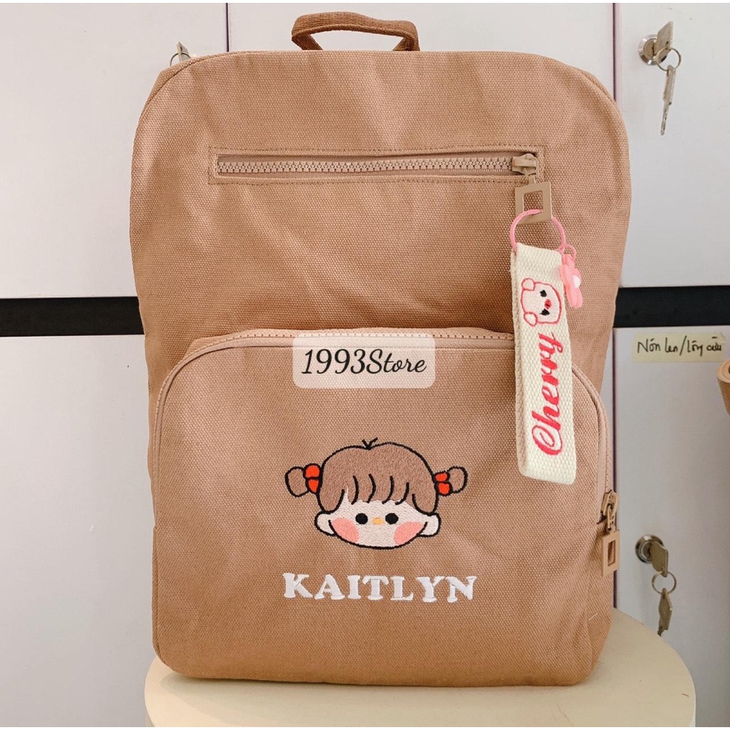 Balo thêu theo yêu cầu cho bé trai bé gái đi học xinh xắn đáng yêu size 37x30cm