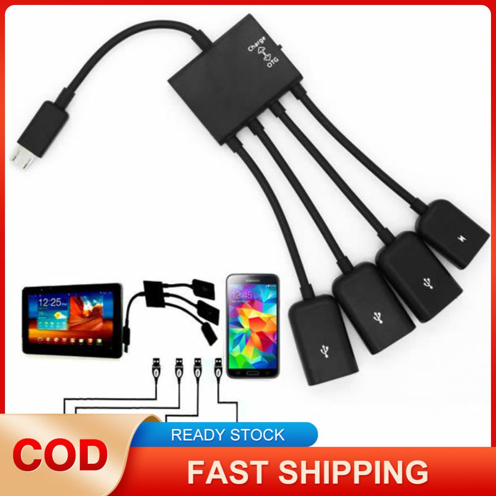 Bộ Chia 4 CổNg Micro USB 2.0 Hub OTG 4 Trong 1 Cho ĐiệN ThoạI MáY TíNh BảNg Android