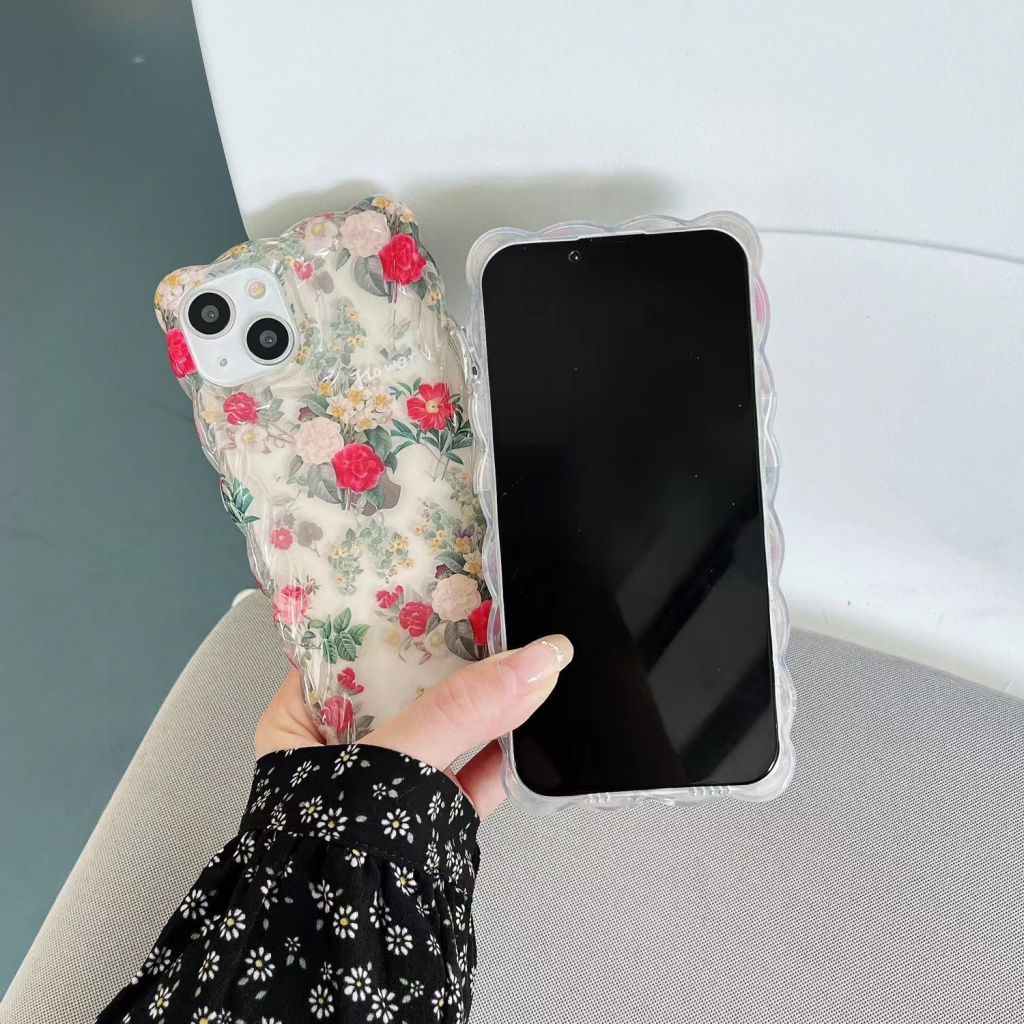 ✅Ốp Điện Thoại Mềm Họa Tiết Hoa Phong Cách Retro Cho iPhone14promax 13 12 11 FP7G
