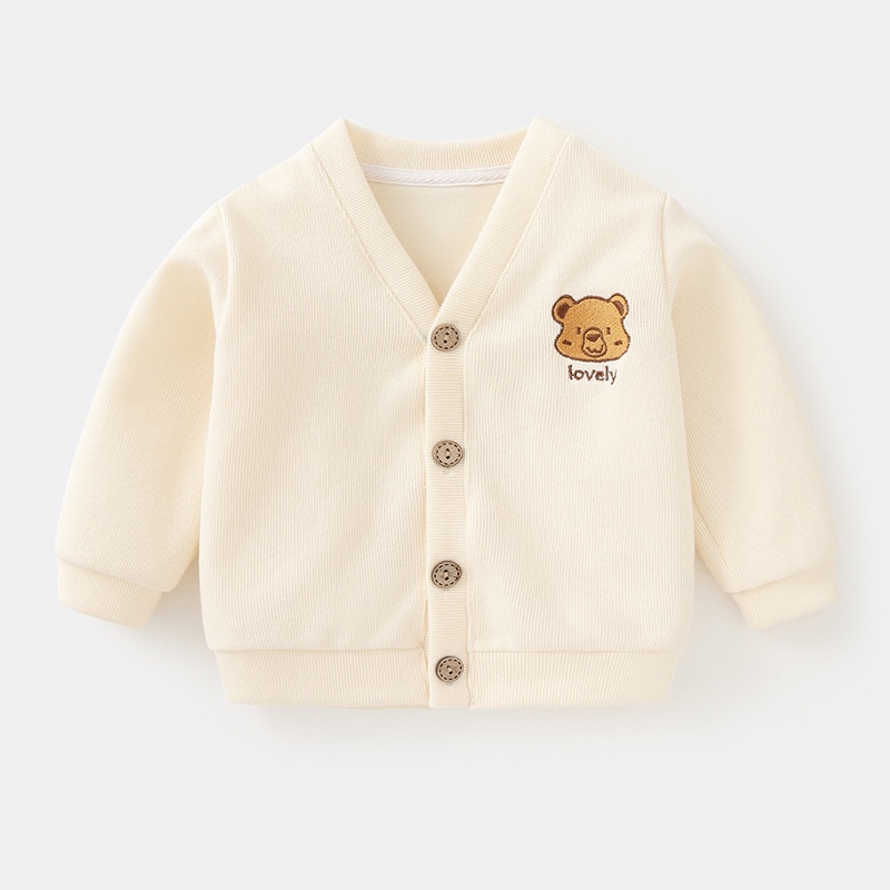 Áo Khoác Cardigan Dệt Kim Mỏng Thoáng Khí Tay Dài In Hình Gấu Dễ Thương Thời Trang Mùa Hè Cho Bé Trai 0-4 Tuổi