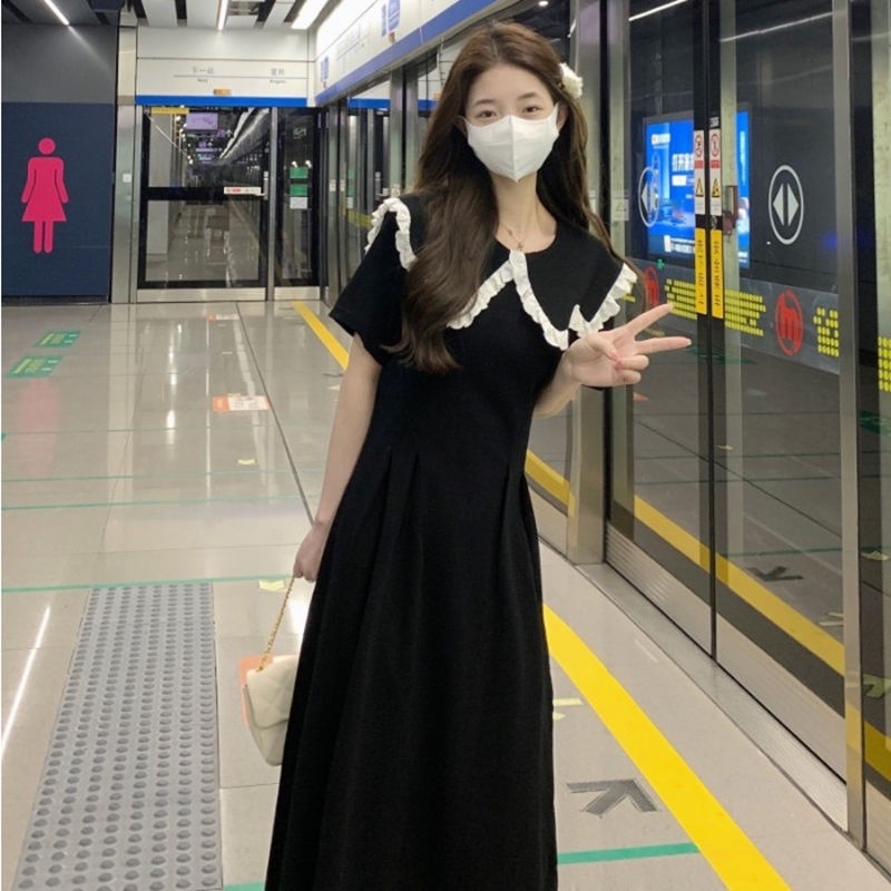 Đầm Nữ Tay Ngắn Nhấn Eo Thời Trang Mùa Hè Phong Cách Pháp Ngọt Ngào