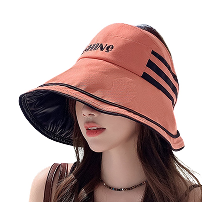 Ygt Mũ Rộng Vành Chống Nắng Tia UV Họa Tiết Kẻ Sọc In Chữ Thời Trang Đi Biển Mùa Hè Cho Nữ