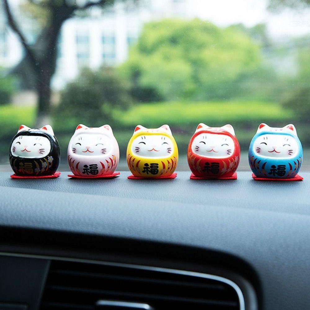 DARNELL Mô Hình Chú Mèo May Mắn Bằng Gốm Dễ Thương Trang Trí Xe Hơi